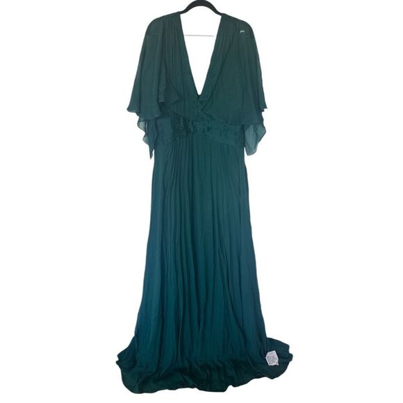 Asos Design Bridesmaid Ruched Bodice Drape Maxi Dress Wrap Waist In Forest Green - Picture 6 of 11